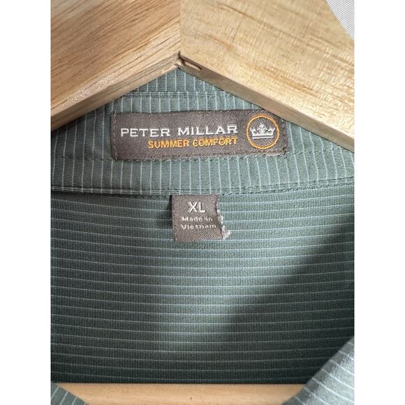 Peter Millar Polo Summer Comfort Mens Sz XL Golfcore Pinstriped Embroidered - Picture 3 of 8